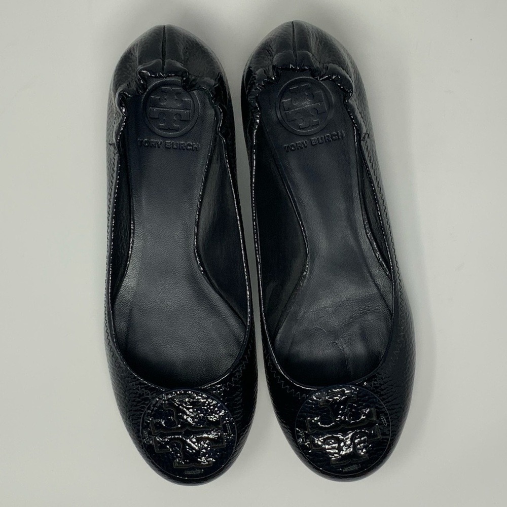 Tory Burch Reva Navy Patent Leather Flats 7 or 6.5